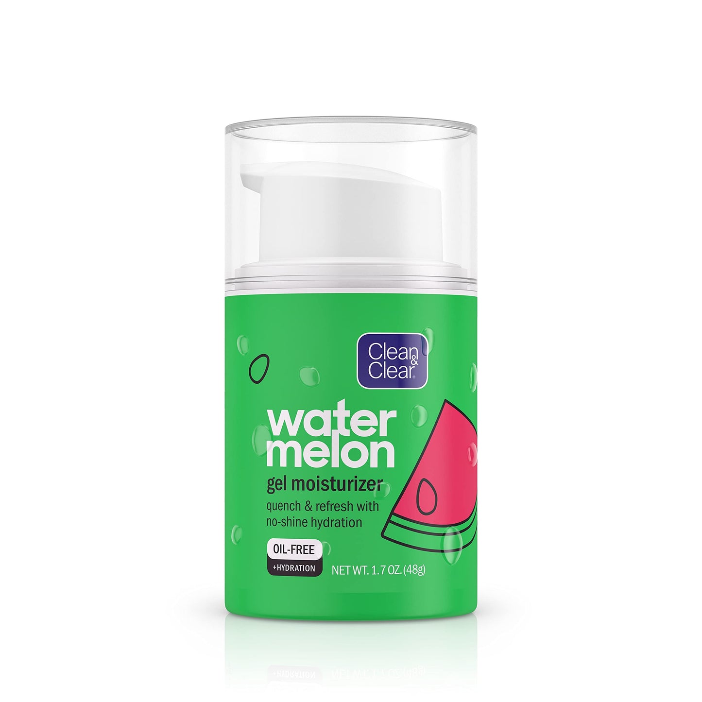 Clean & Clear Hydrating Watermelon Gel Facial Moisturizer, Oil-Free Daily Face Gel Cream To Quench & Refresh Dry Skin, Lightweig