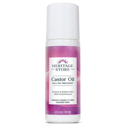 Heritage Store Castor Oil Roll On, Nourishing Treatment, Targeted, Deep Hydration for Skin Care, Soothing Castor Oil Packs & Mor
