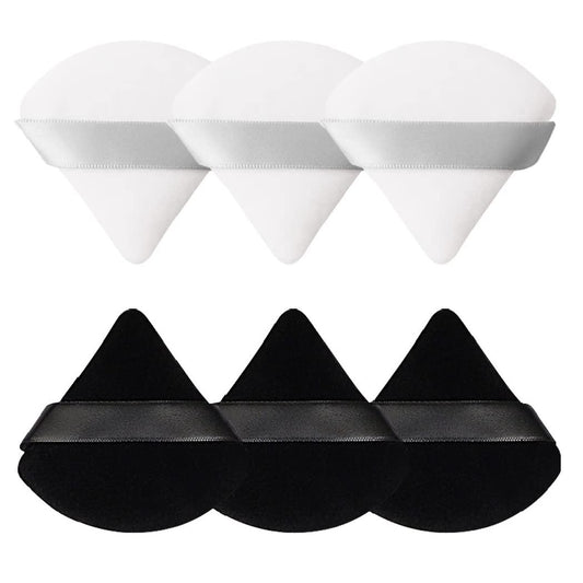 Pimoys 6 Pieces Powder Puff Face Soft Triangle Makeup Puff For Loose Powder Body Powder, Wedge Shape Velour Cosmetic Sponge For