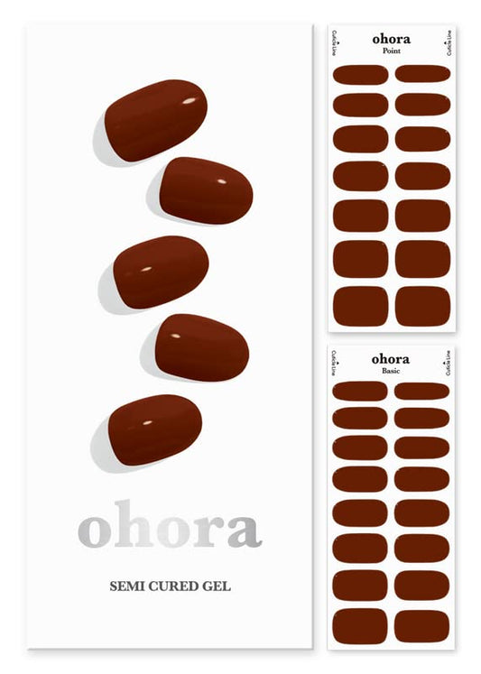 Ohora Semi Cured Gel Nail Strips (N Chilly) - Red, Solid, Works With Any Uv/Led Nail Lamps, Salon-Quality, Long Lasting, Easy To