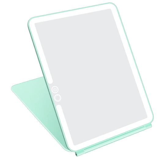 Deweisn Folding Travel Mirror Lighted Makeup Mirror With 72 Leds 3 Colors Light Modes, Usb Rechargable, Portable, Ultra Thin, Co