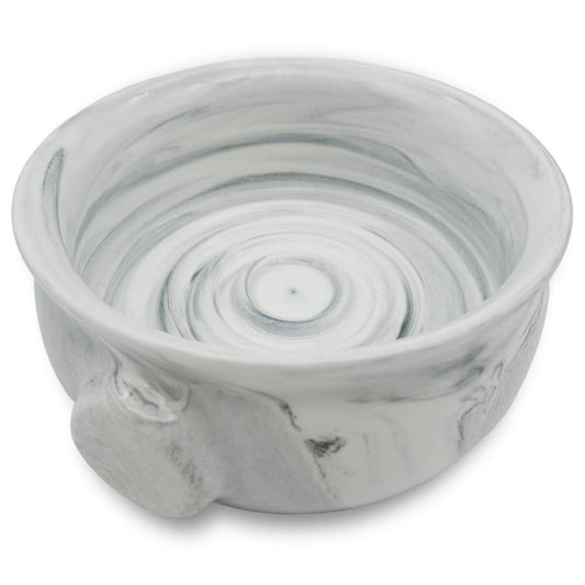 Bicrops Ceramic Shaving Soap Bowl For Men, Non-Slip Handle, Wide Mouth, Large Capacity, Easier To Lather-White& Black