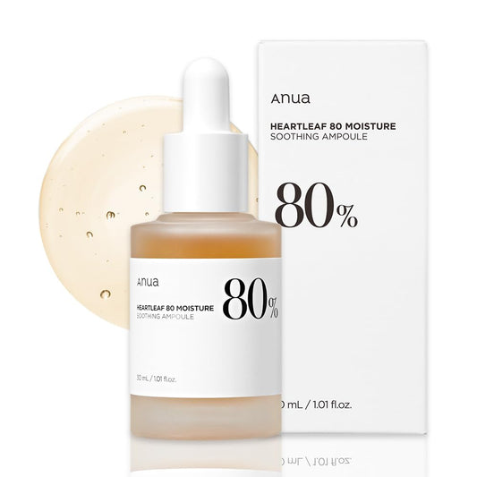Anua Heartleaf 80 Soothing Ampoule 30Ml / 1.01 Fl.Oz. I Non-Greasy, Highly Concentrated Skin Calm Serum Hydrating Panthenol B5 C