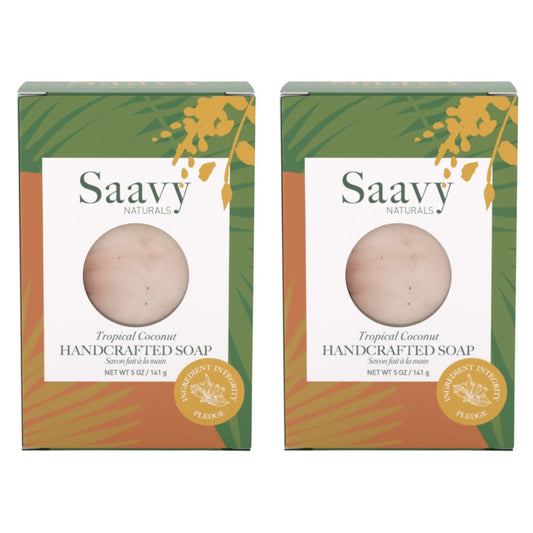 Saavy Naturals Tropical Coconut Handmade Soap Bar, Moisturizing Formula Vegan Soaps, Organic Soap Bars For Women, Creamy Lather