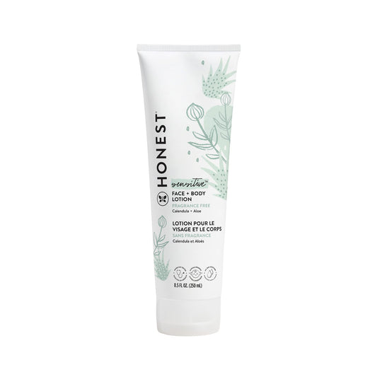 The Honest Company Hydrating Face + Body Lotion | Fast Absorbing, Naturally Derived, Hypoallergenic | Fragrance Free Sensitive,