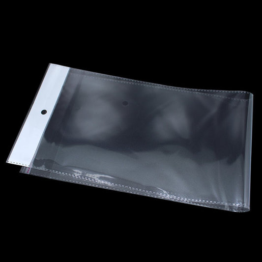 PABCK 100 Pack (Available Size 4.9x17.7 inches) Clear Self Adhesive Straight Hair Packaging Bags with Hang Hole Wigs Hair Storag