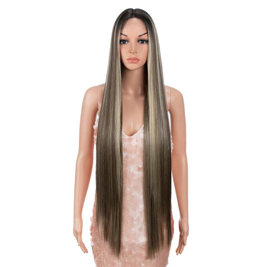Style Icon 38'' Super Long Straight Wigs 6'' Deeper Middle Part Lace Lace Front Wigs Multiple Color Long Straight Wig (38'', Nts