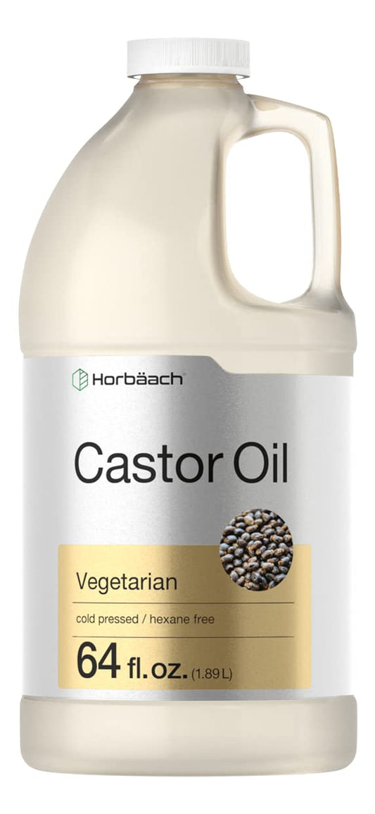 Horbach Castor Oil 64oz | for Hair, Eyelashes & Eyebrows | Hexane Free & Cold Pressed | Vegetarian, Non-GMO