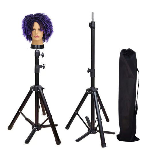 Sturdy And Adjustable Wig Stand Tripod, Foldable Tripod Metal Mannequin Head Stands - Perfect For Wig Storage, Styling, Hairdres