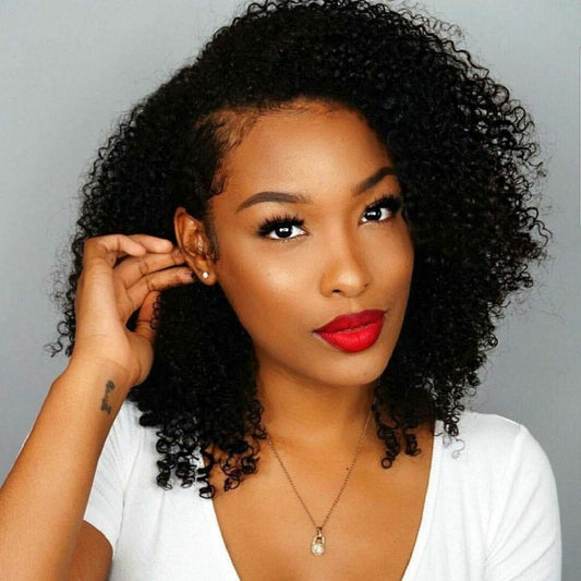 BLY Mongolian Afro Kinky Curly Human Hair 3 Bundles (8 8 8inches) Unprocessed Hair Weave Weft Big Hair for Black Women Natural C