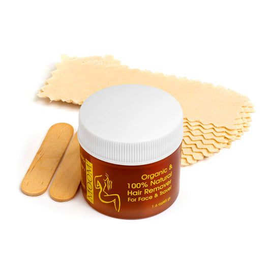 Moom - Facial Sugaring Wax Travel Kit, Hair Removal For Chin, Eyebrows & Upper Lip - Made With Aloe Vera & Tea Tree Oil - Includ