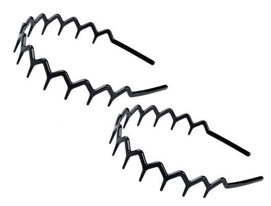 Set Of 2 Zig Zag Black Plastic Sharks Toothhair Comb Headband (2 Black Color)