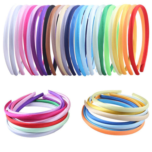 Suyegirl Pack of 26 DIY Satin Covered Fashion Headbands Set 0.4 Inch/1 Cm Girls Hairbands Teen Colorful Ribbon Hair Band Craft H