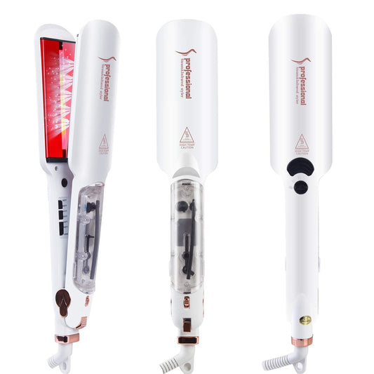 DORISILK Steam Infrared Hair Straightener, Professional 2'' Infrared Ceramic Steam Flat Iron Tourmaline Vapor Hair Straightener