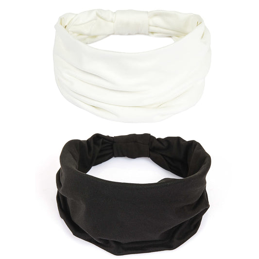 Gili 2 Pack Wide Headbands For Women Boho African Knotted Non Slip Fashion Hair Bands Yoga Running Sports Workout Gym Head Wraps