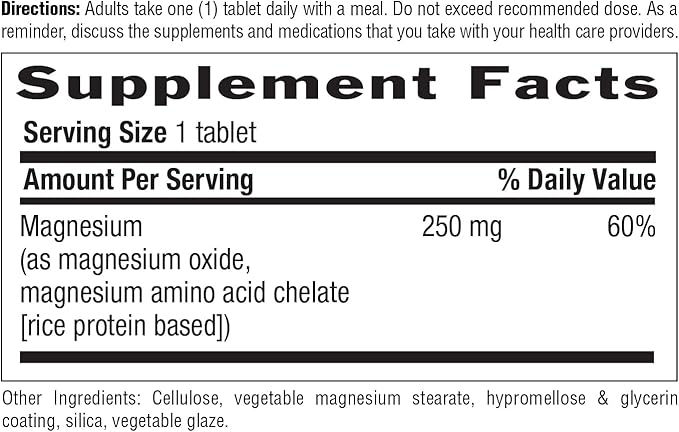 Country Life Chelated Magnesium 250mg - Supports Heart, Bone & Muscle Health, Vegan-Friendly Magnesium Supplement with Magnesium Oxide and Amino Acid Chelate, Gluten-Free
