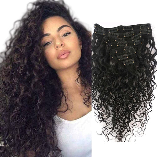 Doren Deep Curly Clip In Human Hair Extensions For Women 8Pcs 20Clips 120G 8A Virgin Remy Brazilian Wavy Curly Hair Natural Colo