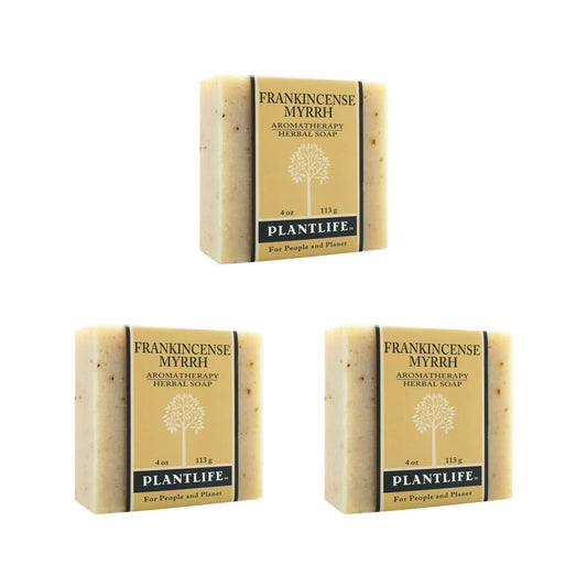 Plantlife Frankincense Myrrh 3-Pack Bar Soap - Moisturizing And Soothing Soap For Your Skin - Hand Crafted Using Plant-Based Ing