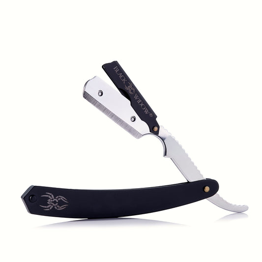 Barber Straight Razor, Professional Edge Razor - Barber Razor Compatible With Straight Razor Edge For Barber, Black Chrome By Bl