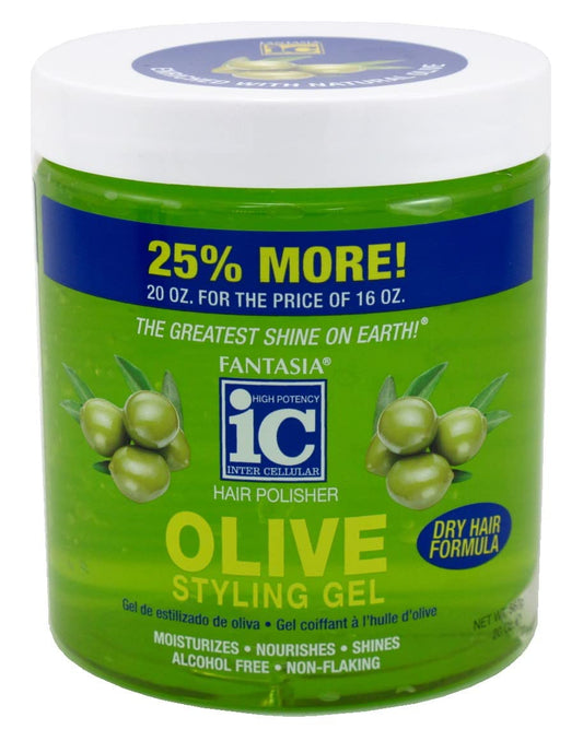 Fantasia Gel Bonus Olive Oil Dry Hair Formula Styling Gel, 20 Ounce