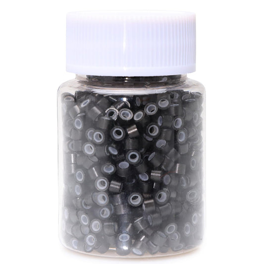 Niaconn 1000Pcs Microlink Beads 4Mm Silicone Lined Hair Tinsel Beads Micro Link Rings For Hair Extension - Black