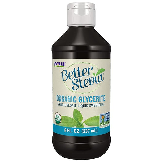 NOW Foods BetterStevia Organic Glycerite Zero-Calorie Liquid Sweetener Keto Friendly, Suitable for Diabetics, No Erythritol, 8-Ounce
