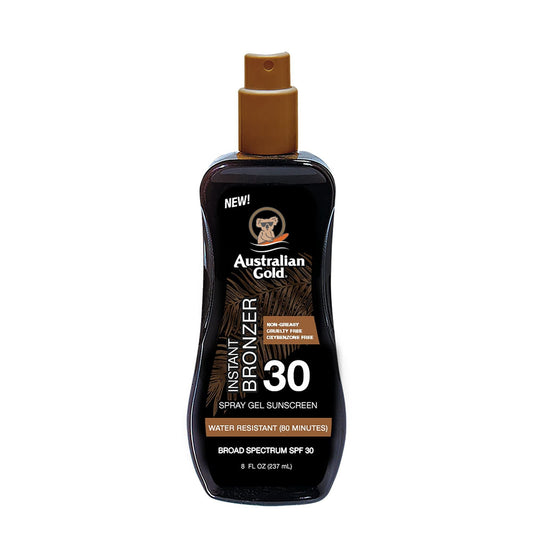 Australian Gold Spray Gel Sunscreen With Instant Bronzer Spf 30, 8 Ounce | Moisturize & Hydrate Skin | Broad Spectrum | Water Re