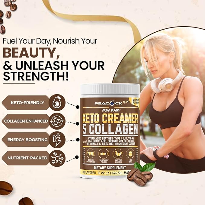 Collagen Keto Creamer Powder, Coconut MCT, Peptides, Unflavored, Hydrolyzed, B12, Magnesium (48.88 oz (Pack of 4))