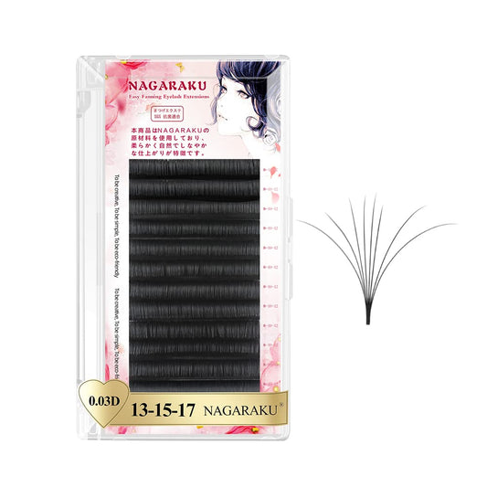Nagaraku Easy Fan Premade Fans Eyelash Extensions 3 Layers Self Blooming Mega Volume Eyelashes Rapid Automatic Flower Soft Pre-G