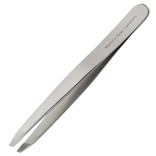 World's Best Tweezers Diamond Tip Tweezer - Diamond Coated Slant Tip Precision Eyebrow Tweezer, Facial & Ingrown Hair Remover -