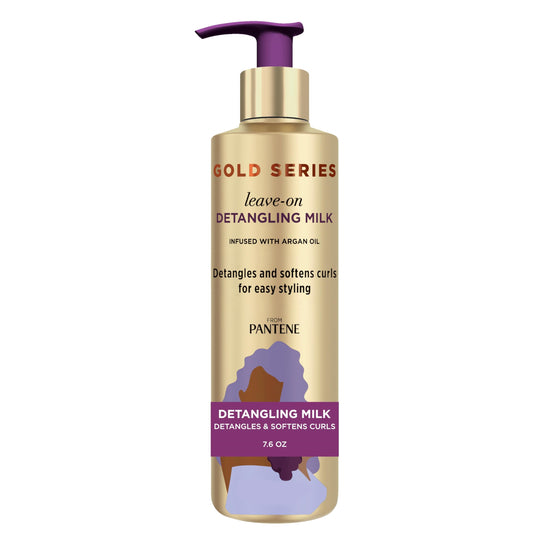 Pantene Gold Series Detangling Milk Hair Treatment For Curly Hair, Natural And Textured Hair, 7.6 Fl Oz Leave-On Hair Detangler