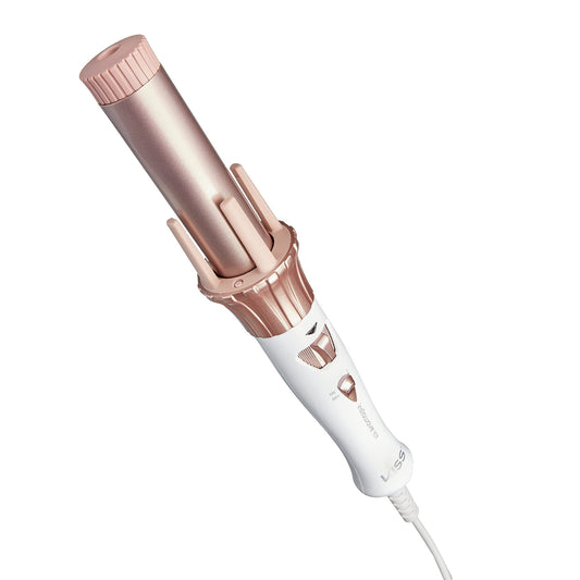 KISS Instawave 101 Automatic Rotating Curling Iron, 1.25 Inch Pearl Ceramic Tourmaline Barrel Heats Up to 400, 2 Directional Spi