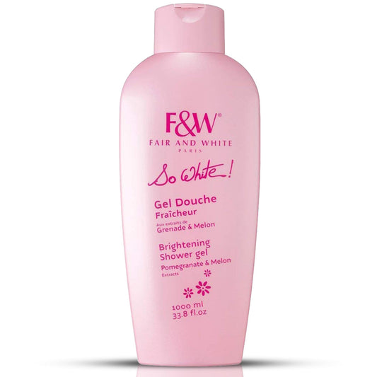 Fair And White So White Refreshing Brightening Body Wash - 1000Ml / 33.8 Fl Oz - Daily Moisturizing Skin Shower Gel, With Pomegr