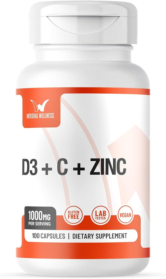 Vitamin Complex w/Vitamin D3, C, K2 and Zinc (100 Capsules) - Filler Free, 3rd Party Tested, Clinically Dosed, Bioavailable Forms