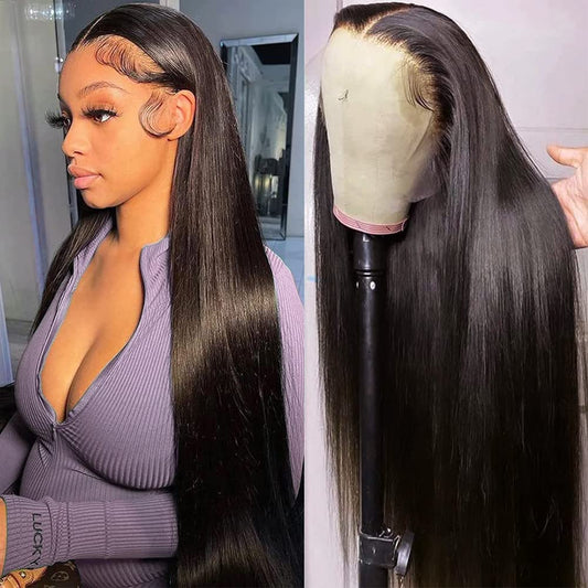 Subella Hd Lace Front Wigs Human Hair Pre Plucked Straight 220% Density 13X4 Hd Lace Frontal Wig With Baby Hair 12A Transparent