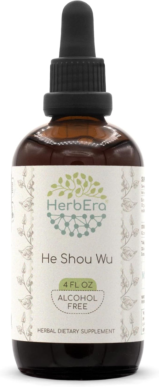 He Shou Wu B120 Alcohol-Free Herbal Extract Tincture, Concentrated Liquid Drops Natural He Shou Wu (Polygonum multiflorum) (4 fl oz)