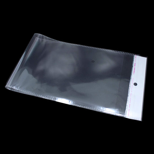 PABCK 100 Pack (Available Size 4.13x21.6 inch) Clear Self Adhesive Straight Hair Packaging Bags with Hang Hole Wigs Hair Storage