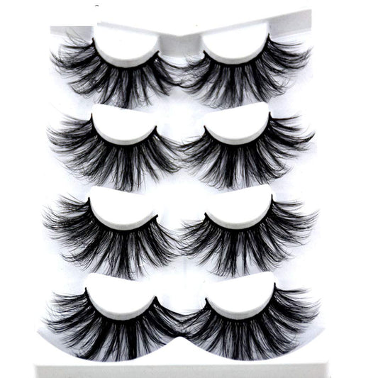 Hbzgtlad New 4 Pairs 3D Mink Hair False Eyelashes Criss-Cross Wispy Cross Fluffy Length 25Mm Lashes Extension Handmade Eye Makeu