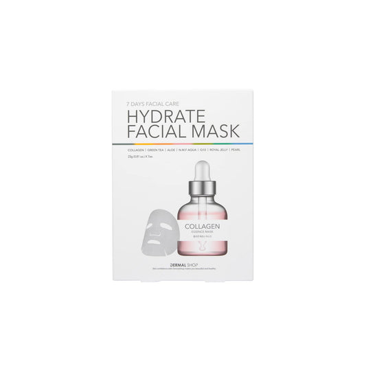 Dermal Shop Hydrate Facial Mask - 7 Masks For Daily Use - Skincare Sheet For Oily, Dry, Sensitive Skin - Anti Aging Full Face Ma