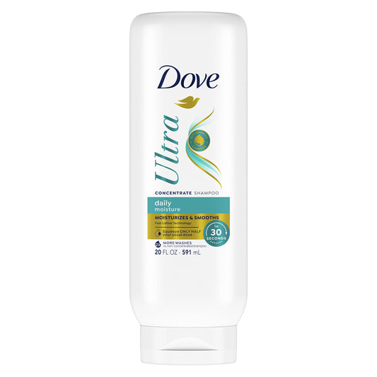 Dove Ultra Daily Moisture Concentrate Shampoo For Dry Hair Moisturizes And Smooths In 30 Seconds, Ultra-Lather Technology And 2X