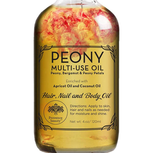 Peony Multi-Use Oil for Face, Body and Hair - Organic Blend of Apricot, Vitamin E and Sweet Almond Oil Moisturizer for Dry Skin,