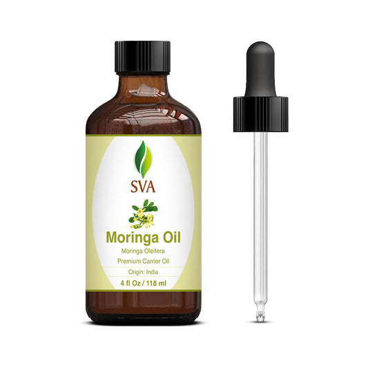 SVA Moringa Carrier Oil 4 Oz (118 ml) Premium Carrier Oil with Dropper for Hair Care, Scalp Massage, Hair Oiling, Skin Care and