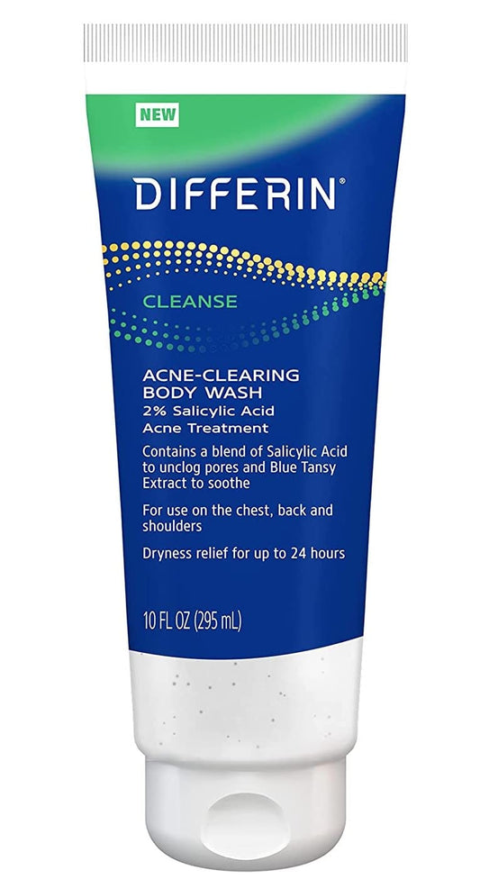 Differin Acne Body Wash By The Makers Of Differin Gel, Acne Treatment Cleanser With Salicylic Acid, Cream To Lather Formula For