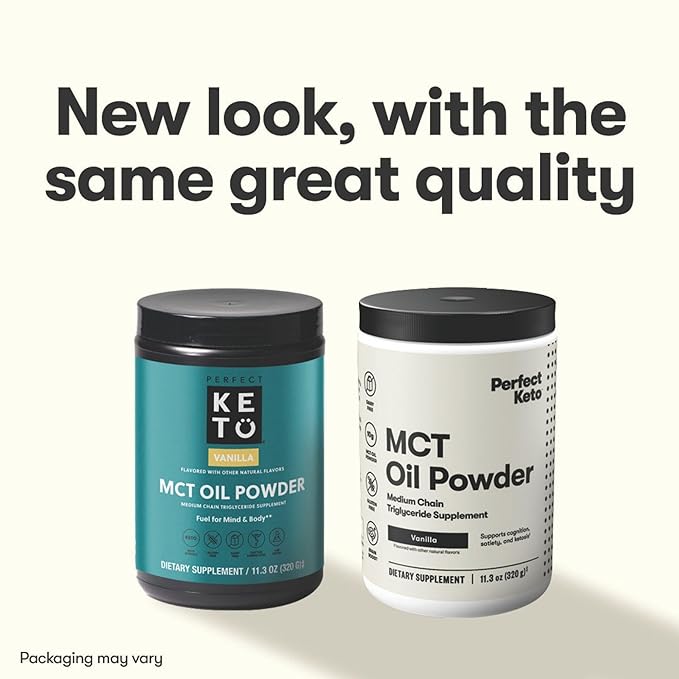 Perfect Keto 7g MCT Oil Powder, Medium Chain Triglycerides Supplement, Non Dairy Coffee Creamer for Keto Diet, Ketogenic MCT Oil Mix for Coffee, Smoothie, Protein Shakes and Tea, Vanilla, 30 Servings