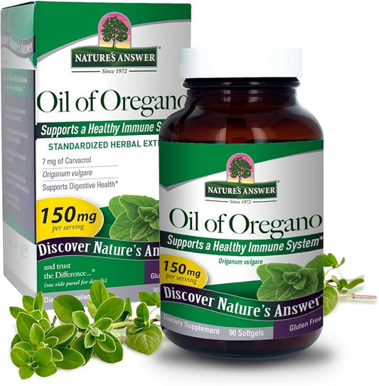 Nature's Answer Oil of Oregano Capsule Softgels, 90-Count | Natural Immune Booster | Promotes Healthy Digestion & Gut Flora