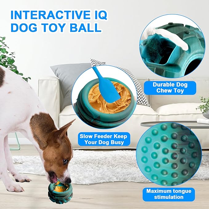 Yipetor Frozen Treat Dispensing Dog Toy - Large Chew Toy, Freezable Fillable Rubber, Reduces Anxiety, Easy to Clean, Interactive Puzzle (Medium)