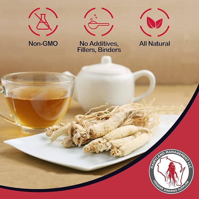 Dairyland American Ginseng Slices 16 oz and Capsules 150 ct Pack of Wisconsin Ginseng – Direct from Farmer to Consumer 西洋参