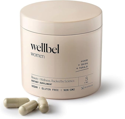 WELLBEL Women Clean Supplement for Hair, Skin, and Nails, Vegan, Gluten Free and Non GMO 90 Count