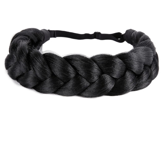 Sthejfb Bohemian Braided Headband Oversized Classic Wide Braids Adjustable Elastic Strap Synthetic Wig Headband Women'S Braids B