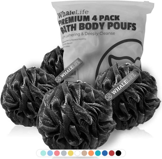 Loofah Sponge Bath Sponge For Women Men 4 Pack (Blue Conbine)